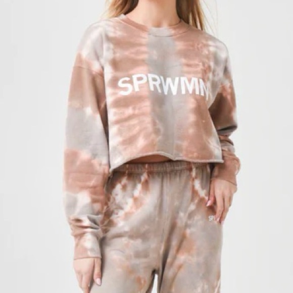 SPRWMN Cropped Logo Sweatshirt in Desert Dusk - Picture 2 of 4